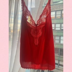 Red silk Demi top